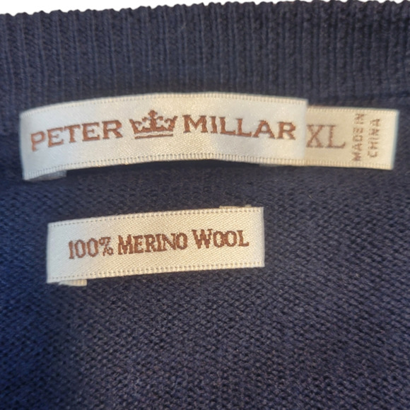 Peter Millar 100% Merino Wool Pullover Sweater Vest Mens XL Blue - Picture 3 of 8